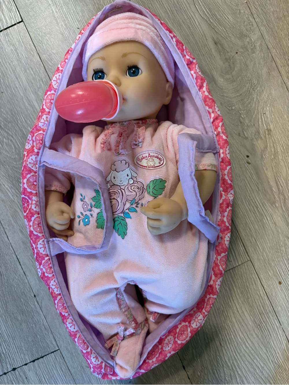 Genuine Working Baby Annabell with Bottle, Cozy Carrier, and Bib